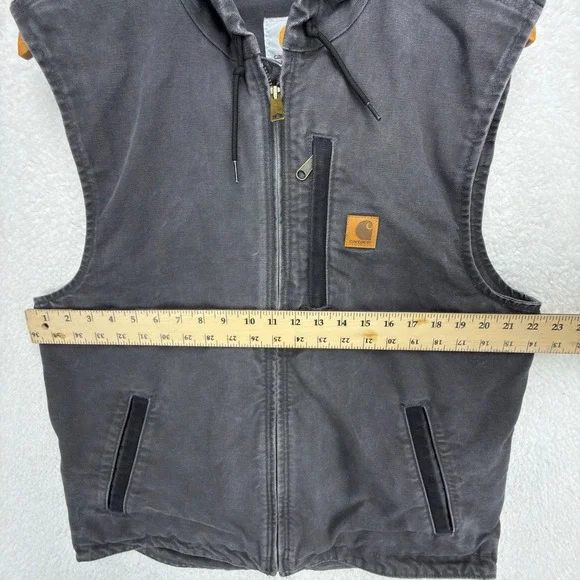 Carhartt Knoxville Hooded Vest Fleece Lined Mens Medium 101687 029 Shadow Gray - Picture 5 of 10